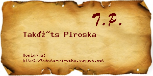 Takáts Piroska névjegykártya